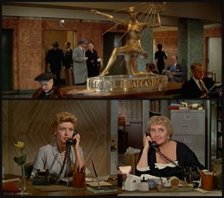 A glimpse of a uniformed elevator operator in Desk Set (1957)